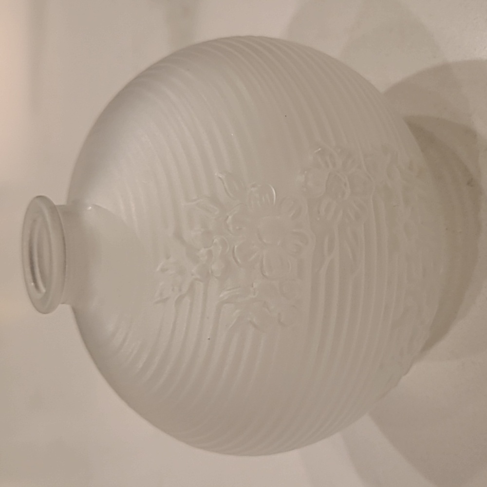 Vintage Art Deco Frosted Vase Etched with Flowers